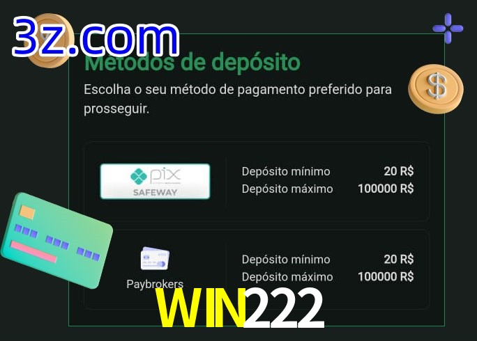 O cassino WIN222 oferece uma grande variedade de métodos de pagamento